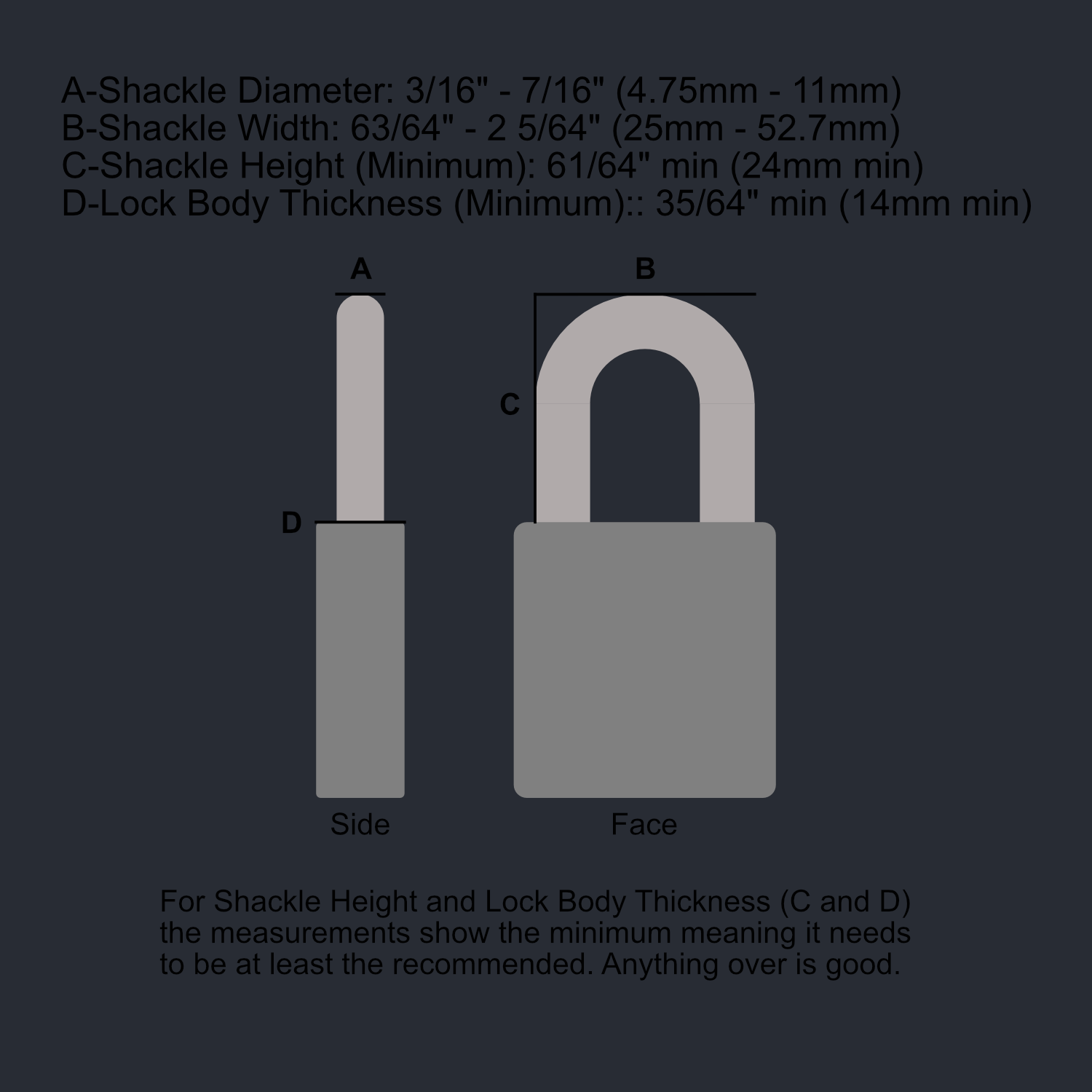 Padlock Size Requirements